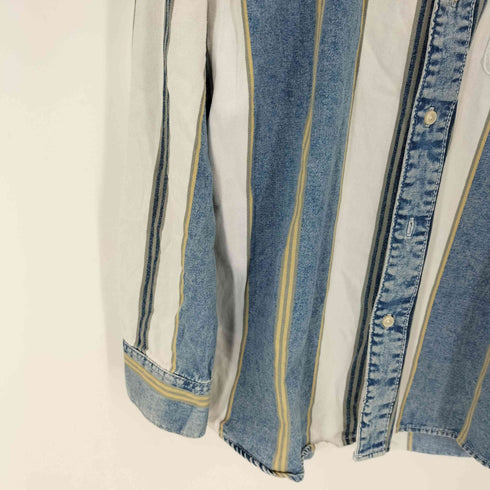 ザラ ZARA RELAXED FIT デニム切替L/Sストライプシャツ メンズ JPN:XL